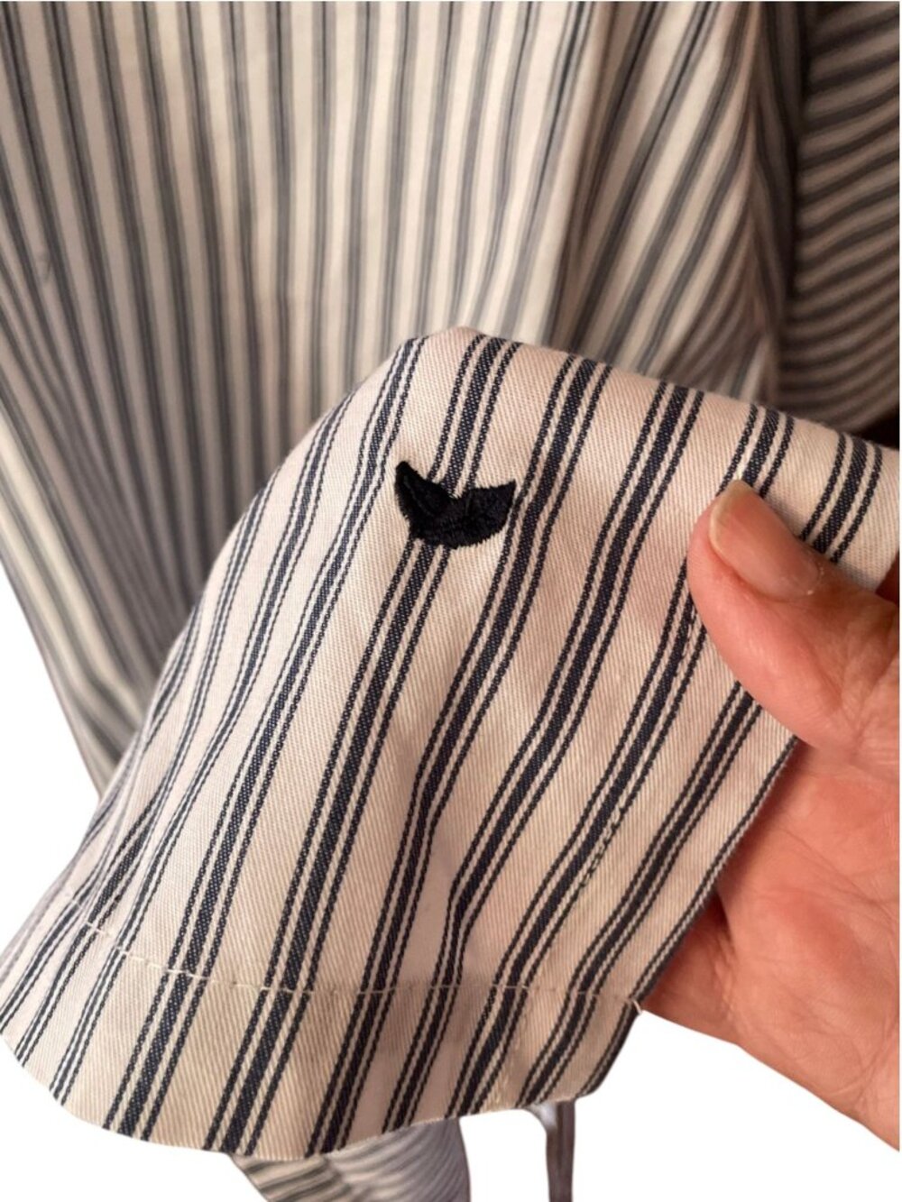 PETITE PLUME french ticking stripe cotton caftan SZ S Luxury Sleepwear - Picture 7 of 12
